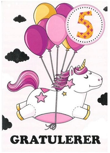 BURSDAGSKORT 5 ÅR - ENHJØRNING