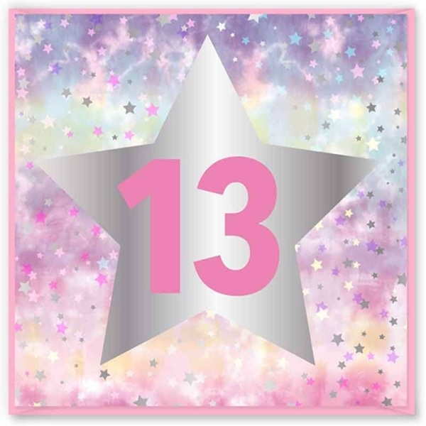 BURSDAGSKORT 13 ÅR - PINK STAR
