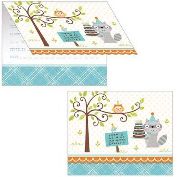 BURSDAGSINVITASJONER MED SKOGSDYR MOTIV