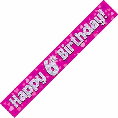 ROSA BANNER 6 ÅR - PYNT TIL 6 ÅRSDAG (type 1)