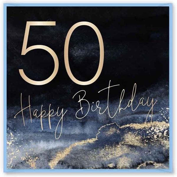 BURSDAGSKORT MANN 50 ÅR - BLUE & GOLD