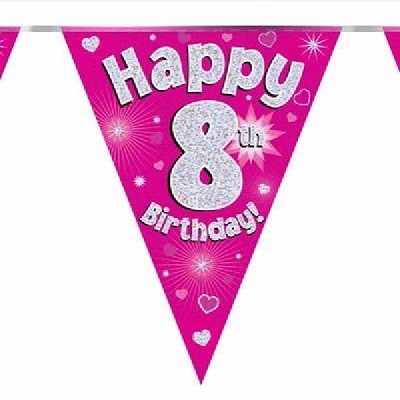 ROSA FLAGGBANNER 8 ÅR