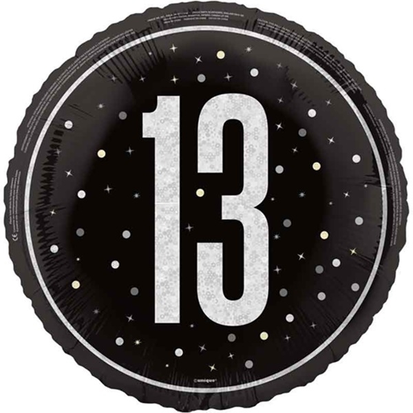 SVART FOLIEBALLONG TIL 13-ÅRSDAG