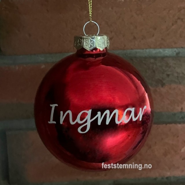 RØD JULEKULE MED NAVN (rød blank)