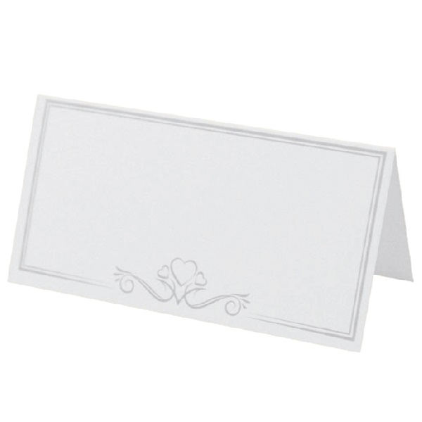 HVITE BORDKORT MED SØLVRAMME (50-pk)