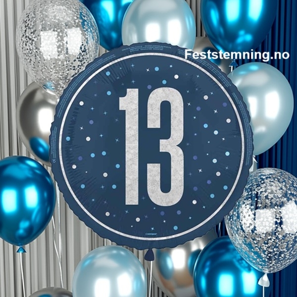 BLÅ FOLIEBALLONG 13 ÅR