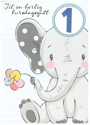 BURSDAGSKORT 1 ÅR GUTT