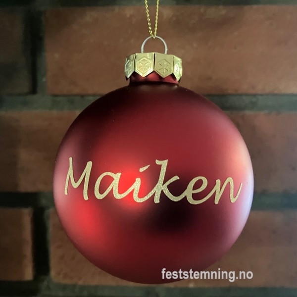 RØD JULEKULE MED PERSONLIG NAVN (rød matt)