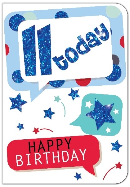 BURSDAGSKORT 11 ÅR - GLITTER BLÅ