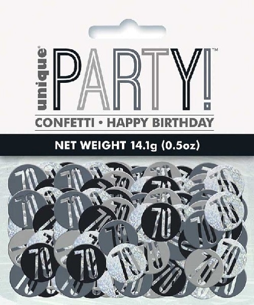 SVART OG SØLVFARGET KONFETTI TIL 70-ÅRSDAG