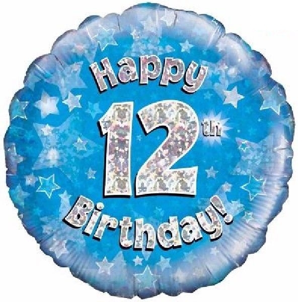 BLÅ FOLIEBALLONG 12 ÅR