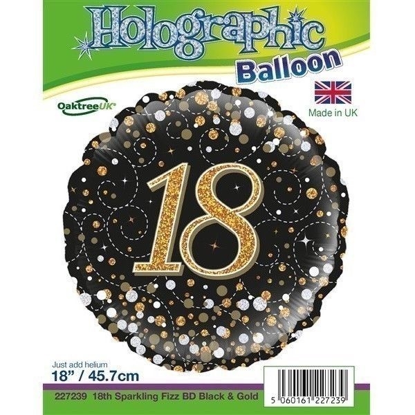 FOLIEBALLONG 18 ÅR - gull/svart