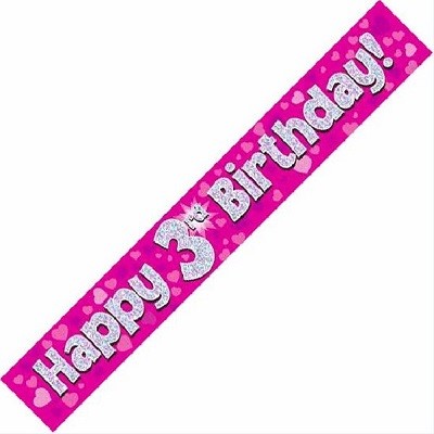 ROSA BANNER 3 ÅR - PYNT TIL 3 ÅRSDAG