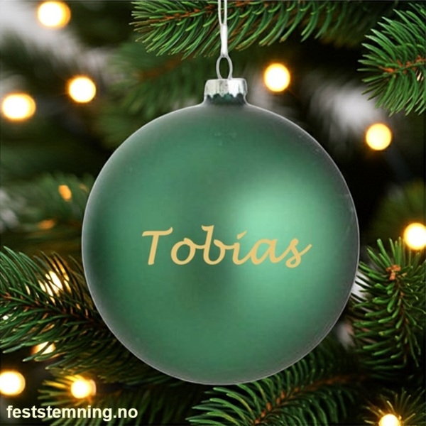 GRØNN JULEKULE MED GULLFARGET NAVN (illustrasjonsbilde)