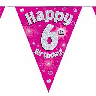 ROSA FLAGGBANNER 6 ÅR