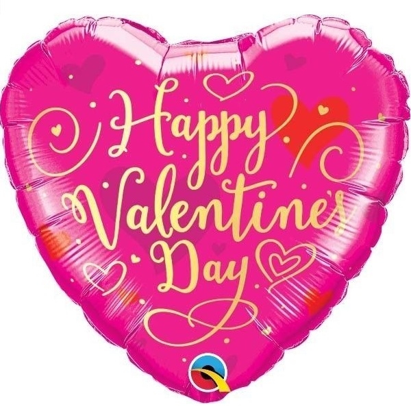 HAPPY VALENTINE HJERTEFORMET FOLIEBALLONG