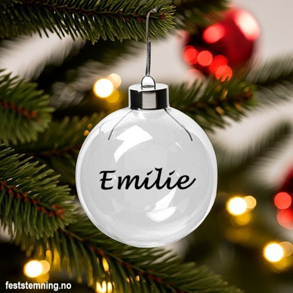 GJENNOMSIKTIG JULEKULE MED NAVN (illustrasjonsbilde)