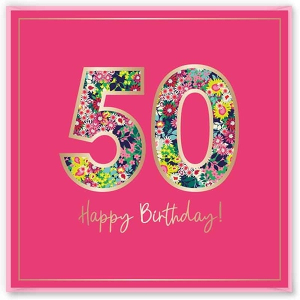 BURSDAGSKORT TIL DAME 50 ÅR - PINK FLOWER