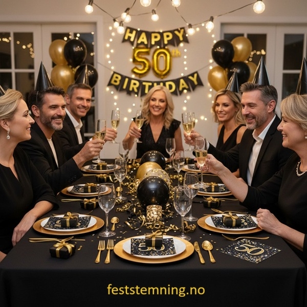 SERVIETTER OG PYNT TIL 50-ÅRSDAG (illustrasjonsbilde)