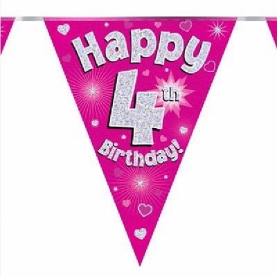 ROSA FLAGGBANNER 4 ÅR