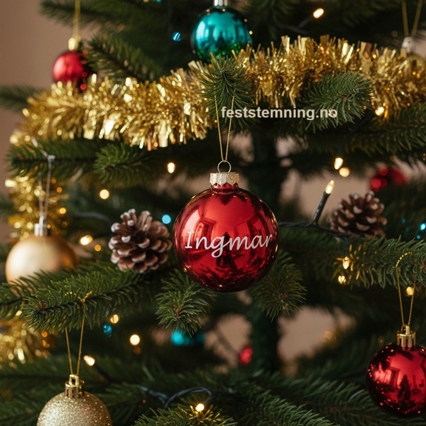 RØD JULEKULE MED NAVN (rød blank)