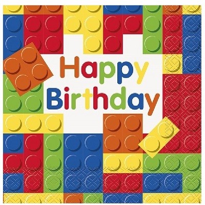 BYGGEKLOSSER HAPPY BIRTHDAY SERVIETTER