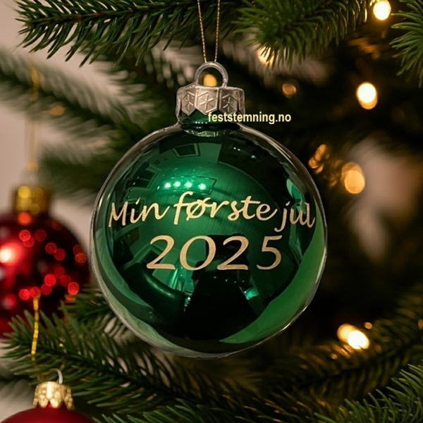 MIN FØRSTE JUL - JULEKULE MED NAVN OG ÅRSTALL (GRØNN BLANK)