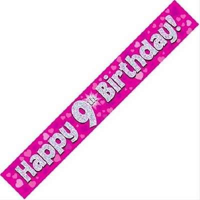 ROSA BANNER 9 ÅR - PYNT TIL 9 ÅRSDAG