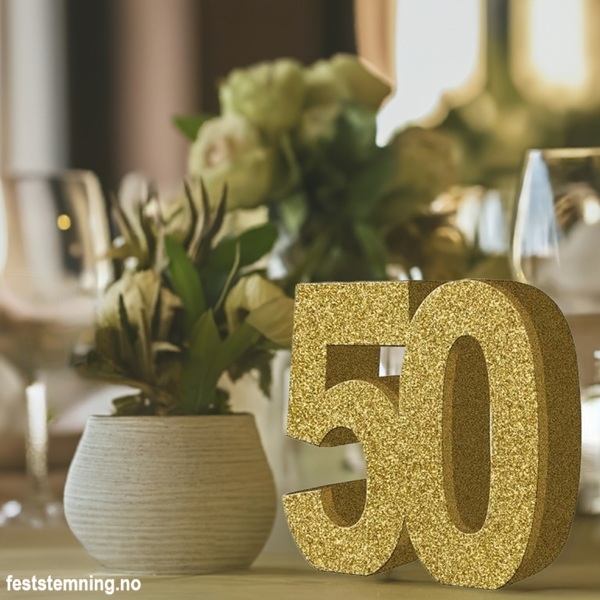 GULLGLITRENDE BORDDEKORASJON 50 ÅR (illustrasjonsbilde)