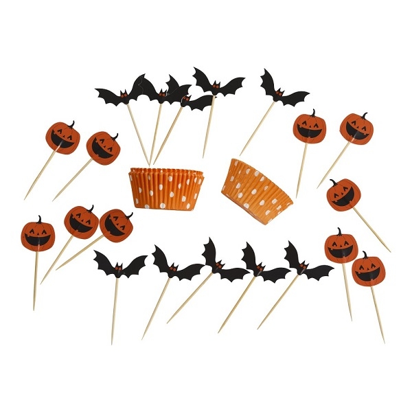 HALLOWEEN CUPCAKE KIT - gresskar/flaggermus