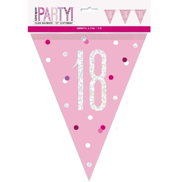 ROSA BANNERFLAGG 18 ÅR (LYS ROSA)