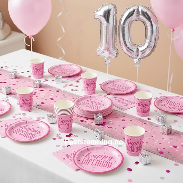 ROSA BORDDEKKING OG BURSDAGSPYNT (illustrasjonsbilde)