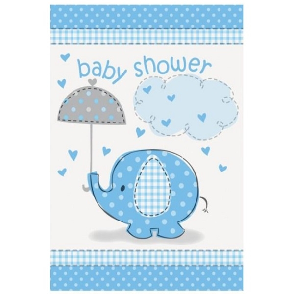 UMBRELLAPHANTS BLÅ BABY SHOWER INVITASJONER