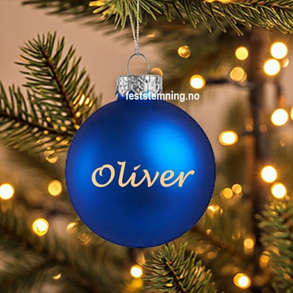 BLÅ JULEKULE MED PERSONLIG NAVN