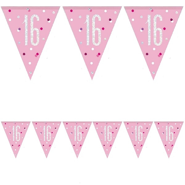 PINK GLITZ BANNER FLAGG 16