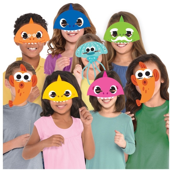 8 STK BABY SHARK ANSIKTSMASKER