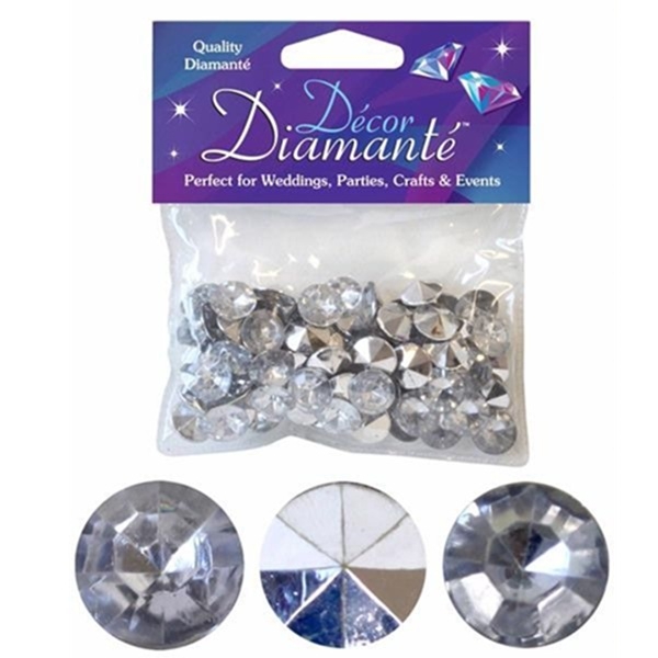 KLAR / SØLVFARGET DIAMANT BORDPYNT (12mm)