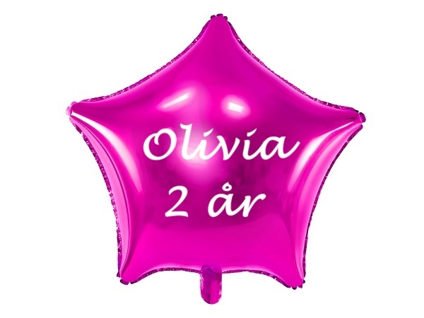 ROSA STJERNE FOLIEBALLONG MED PERSONLIG NAVN OG ALDER