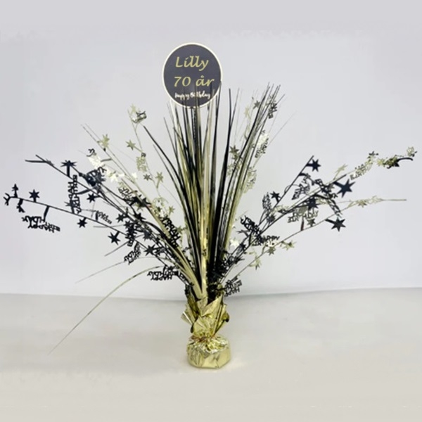 GOLD SPARKLE BORDDEKORASJON MED EGET NAVN OG ALDER