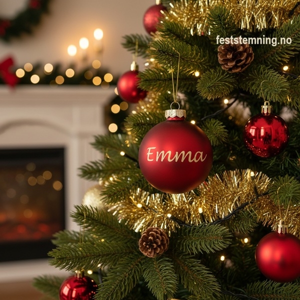 RØD JULEKULE MED PERSONLIG NAVN
