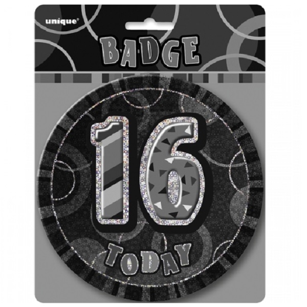 SVART BADGE PIN TIL 16-ÅRSDAG