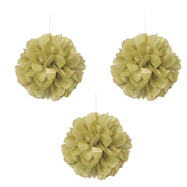 GULLFARGEDE POM POM (3-pk)