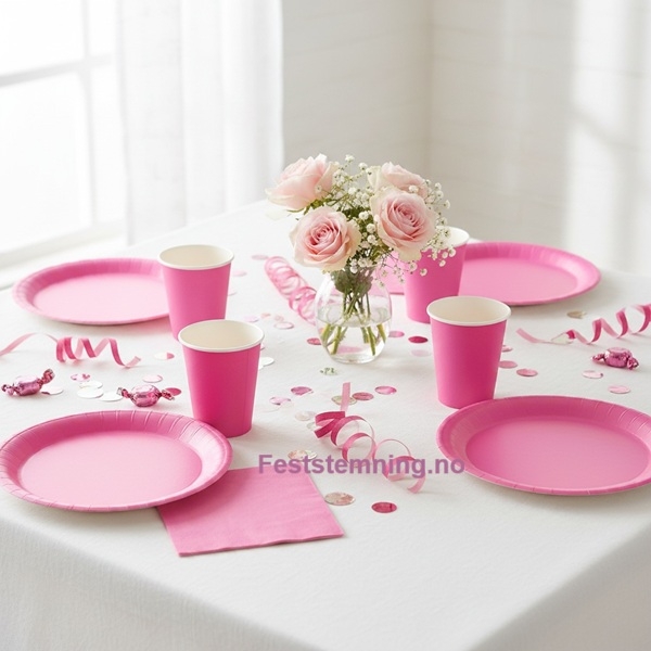 ROSA PAPPSERVISE OG SERVIETTER (illustrasjonsbilde)