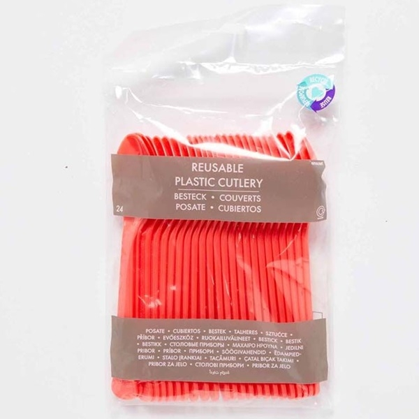 RØDE PLASTSKJEER (24-PK)