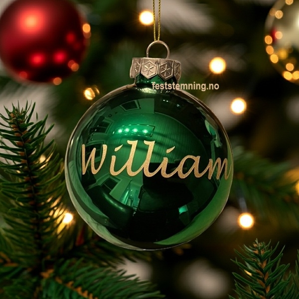 BLANK GRØNN JULEKULE MED GULLGLITRENDE NAVN (illustrasjonsbilde)