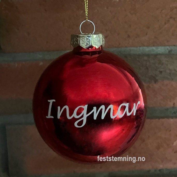 RØD JULEKULE MED NAVN (rød blank)