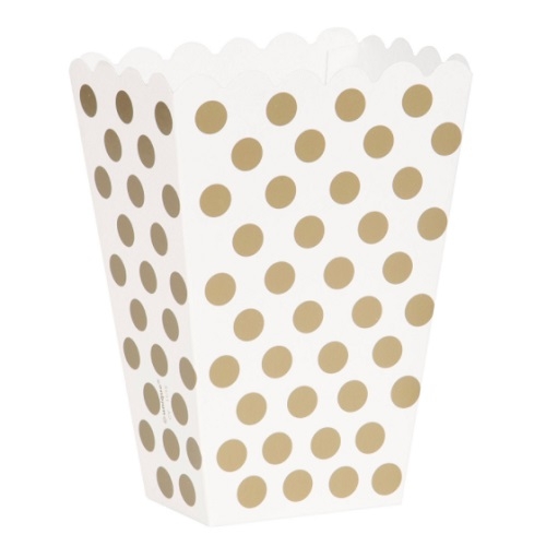 HVITE OG GULLFARGEDE POLKA DOT GODTEBOKSER (8-pk)