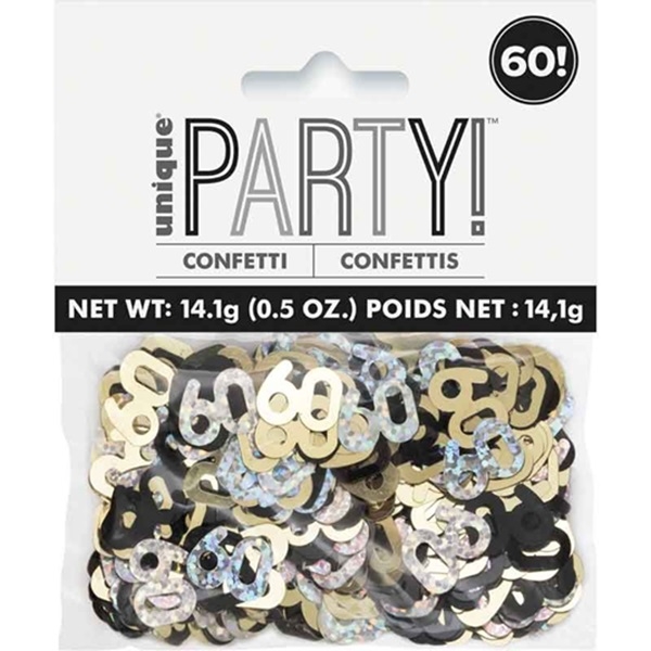 KONFETTI 60 ÅR (black & gold glitz)