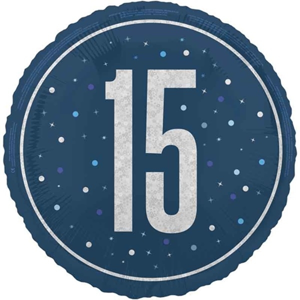MØRK BLÅ FOLIEBALLONG 15 ÅR