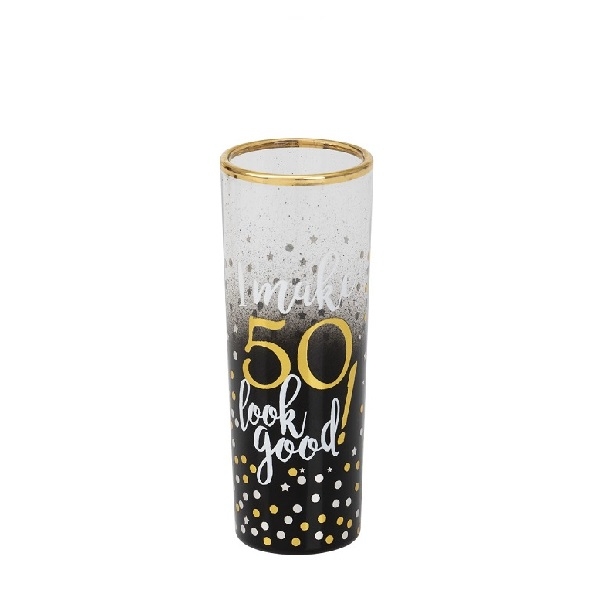 BLACK AND GOLD SHOT GLASS 50 ÅR